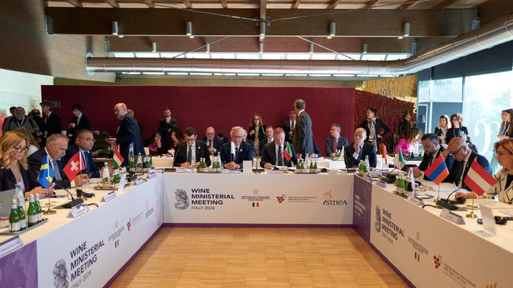 Il ministro Lollobrigida al tavolo del Wine ministerial meeting dell'Oiv