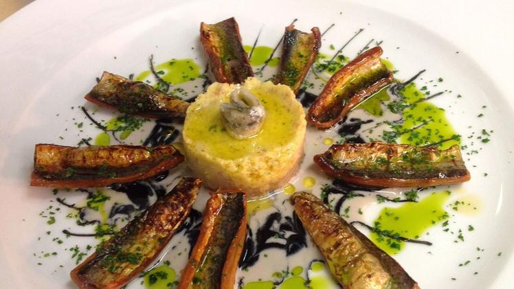 La sardina del lago d’Iseo in un piatto dello chef Vittorio Fusari