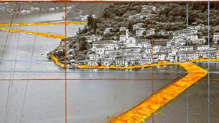 Un bozzetto dei «Floating piers» di Christo: per il Sebino anche una grande opportunità economica