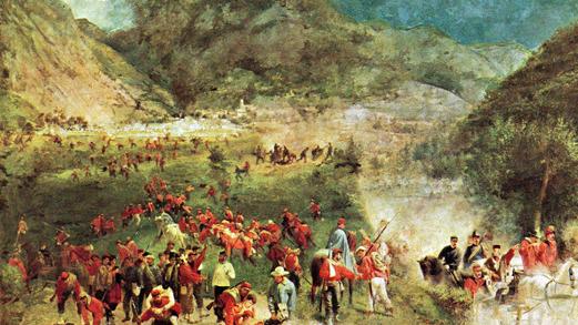 I garibaldini impegnati nella battaglia di Monte Suello