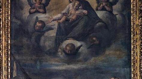 La Visitazione di Maria a Elisabetta: un dipinto forse tedescoLa Vergine attorniata dagli angeli con i santi Rocco e Francesco