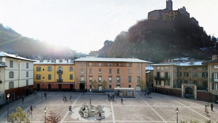 In una simulazione grafica il futuro assetto della piazza principale di Breno dedicata al generale Ronchi