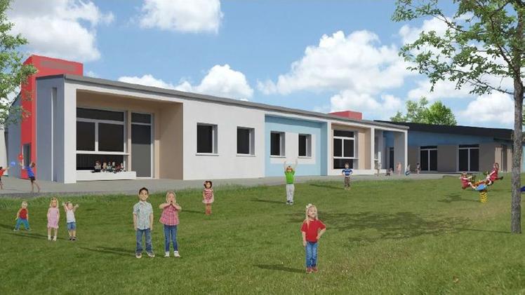 In una simulazione grafica il volto della futura scuola materna unica di Nuvolera:  la proposta dell’amministrazione muove i primi passi
