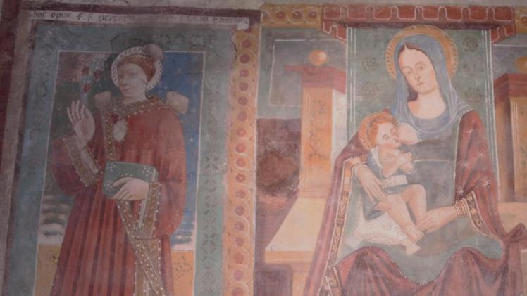 Un particolare degli splendidi affreschi di Santa Maria ad Adro