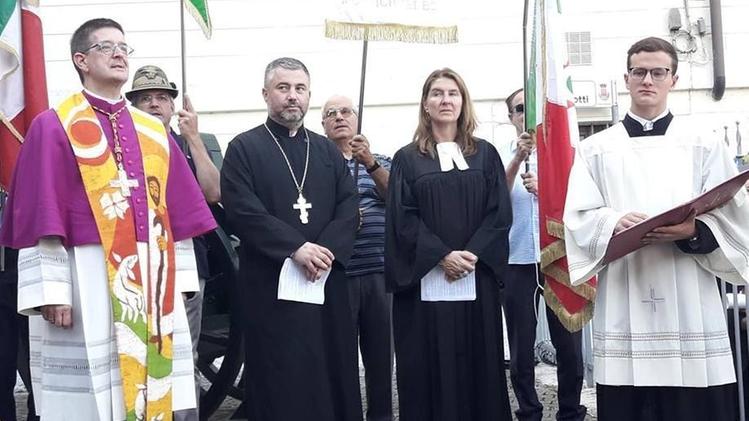 Il nuovo abate con gli esponenti delle chiese Valdese e ortodossa
