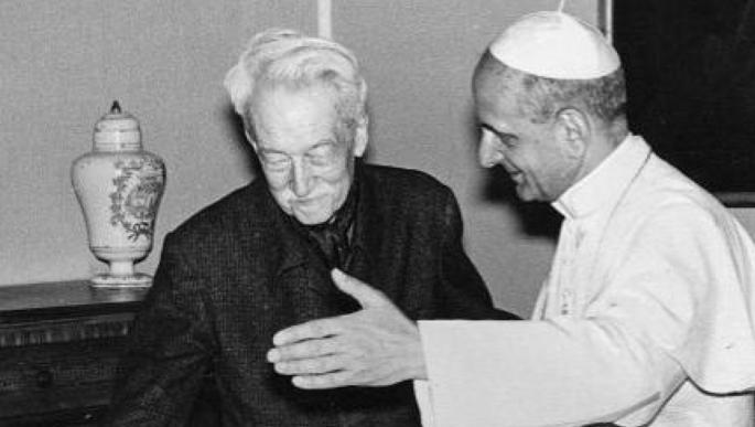 Incontro in Vaticano fra Paolo VI e il filosofo francese Jacques Maritain