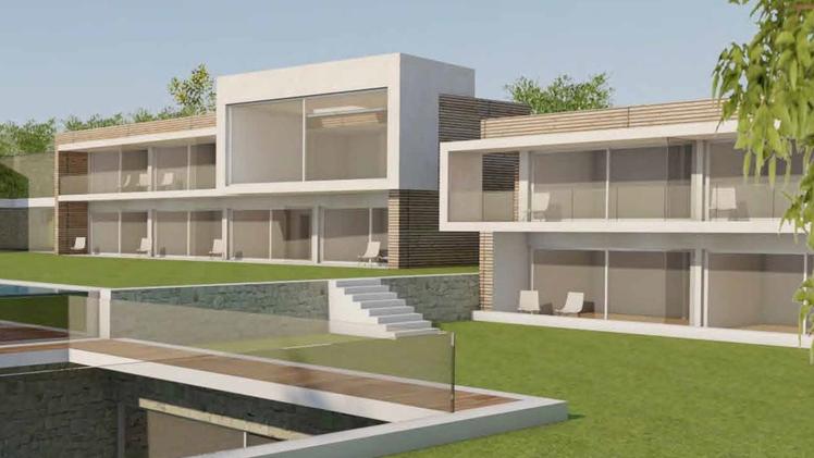 Anche la villa esistente sarà trasformata per destinazione turisticaUn  disegno  in «3D» degli esterni della futura struttura  alberghiera