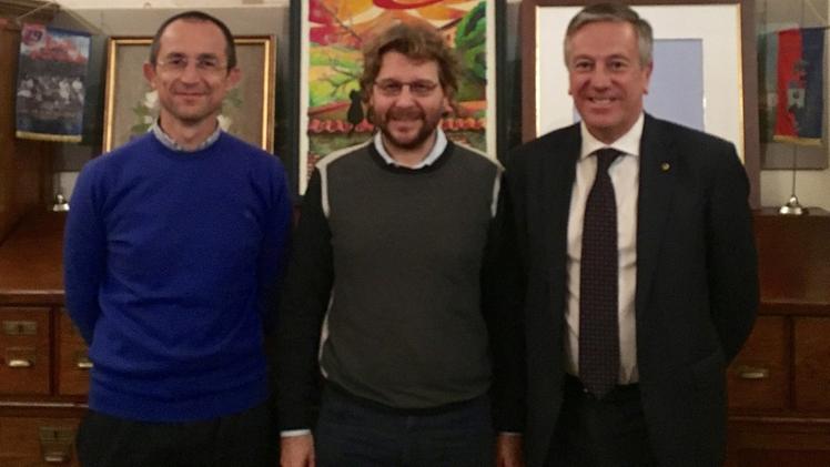 Il sindaco Trebeschi, l’assessore Mazzolini e l’ex presidente Colpani