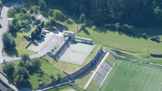Una veduta aerea del centro sportivo di Nadro di Ceto