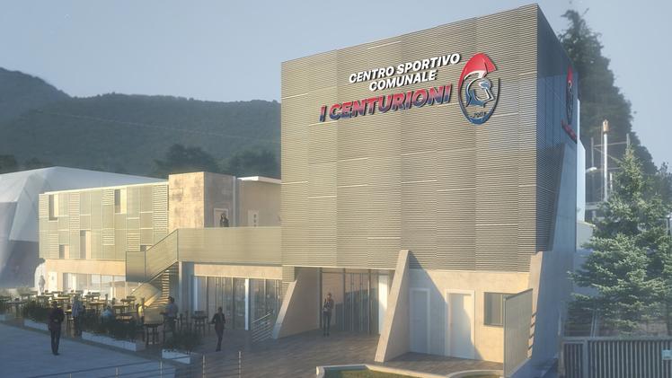 In una ricostruzione grafica al computer il futuro aspetto del centro sportivo di Cogozzo che diventerà la nuova casa dei Centurioni