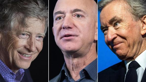 Bill Gates, Jeff Bezos e Bernard Arnault. ANSA