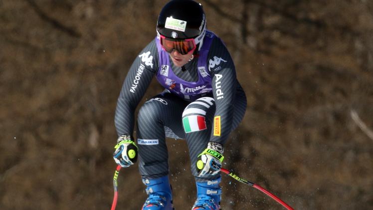 Elena Fanchini, 34 anni, in azione durante la discesa libera corsa sulla pista «Olimpia delle Tofane» a Cortina d’Ampezzo il 28 gennaio 2017