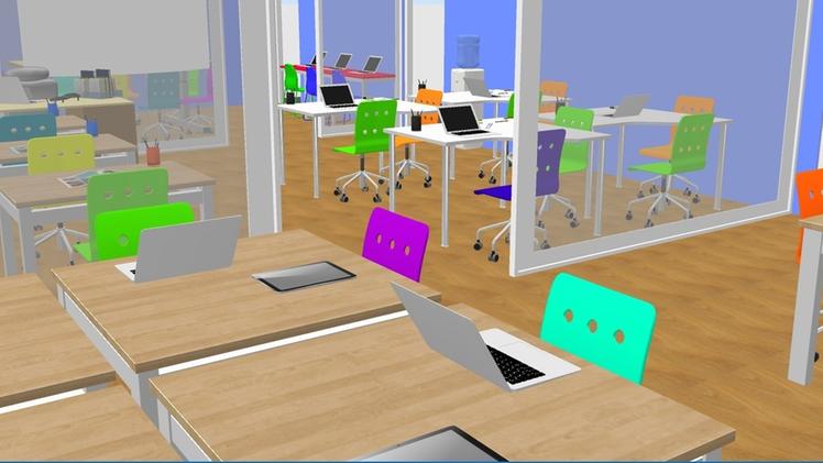 Un rendering dell’aula componibile e anti Covid progettata dai ragazzi della scuola media di Ghedi