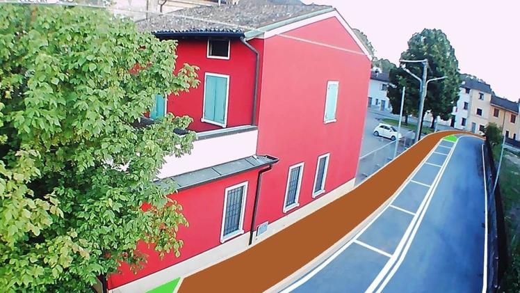 Un’immagine di come sarà la pista ciclopedonale intorno all’abitato di MezzaneIl rendering del progetto dedicato alla mobilità dolce