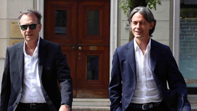 Massimo Cellino e Filippo Inzaghi: presidente e allenatore del nuovo corso del Brescia, chiamato a puntare al ritorno in Serie A AGENZIA FOTOLIVE/Fabrizio Cattina