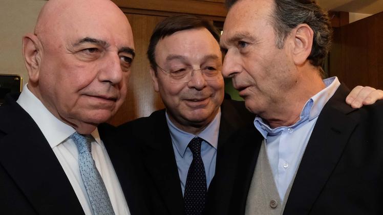 Marco Bonometti, 67 anni, con Adriano Galliani, 77, amministratore delegato del Monza, e Massimo Cellino, 65, presidente del Brescia FOTOLIVE