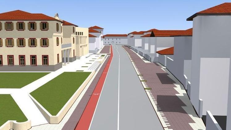 In una simulazione al computer  il futuro aspetto di via Roma la «spina dorsale» della viabilità di Roncadelle