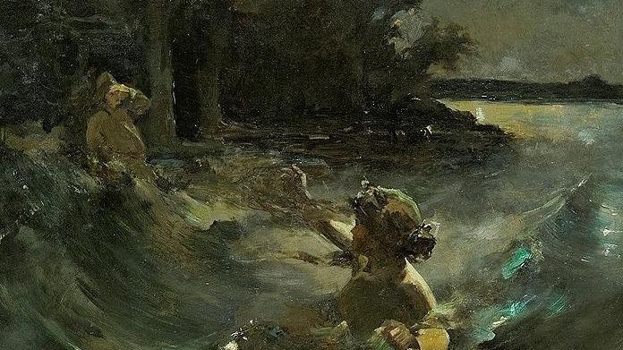 Un quadro di Casimir Alchimowicz che ritrae una ninfa d’acqua

