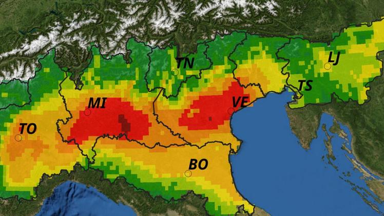 La concentrazione di polveri minime respirabili Pm2.5 nel 2020 nel Nord Iitalia e in pianura padana secondo le rilevazioni del progetto prepAir