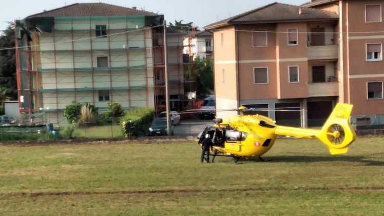 Per i soccorsi a Palazzolo è arrivato anche l'elicottero del 118
