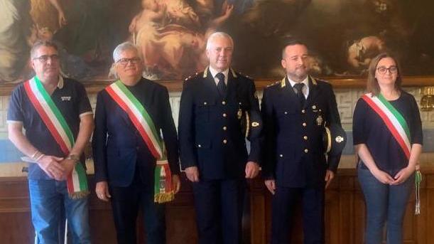 I tre sindaci alla presentazione del nuovo comandante Andrea Agnini