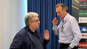 Il presidente Massimo Cellino, a destra, con il ds Giorgio Perinetti