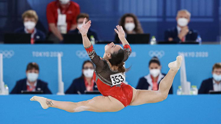 Vanessa Ferrari in pedana alle Olimpiadi di Tokyo, dove ha vinto l'argento