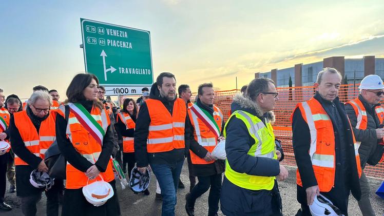 Salvini visita il cantiere della Corda Molle nel Bresciano