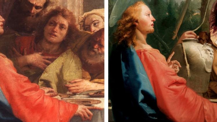 Maddalena penitente, al MarteSA sinistra Cristo e la Samaritana attribuito a Giambattista Tiepolo e a destra l’opera del figlio Giandomenico